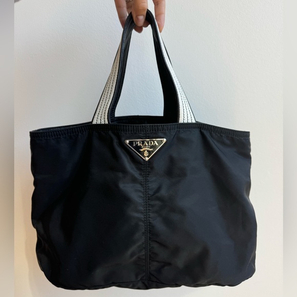 RARE VINTAGE Prada Nylon Tote with Leather Handle - Picture 1 of 9